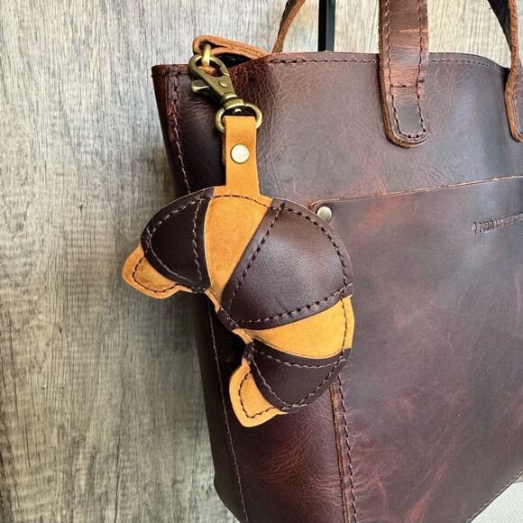 Portland Leather Handbags - Portland Leather Butter Twist Keychain Grizzly FAST SHIP Croissant Charm NEW